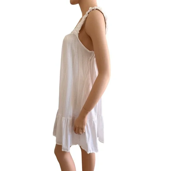J.Crew Re-Imagine White Cotton Ruffle Strap Tiered Mini Dress Small - Picture 4 of 12